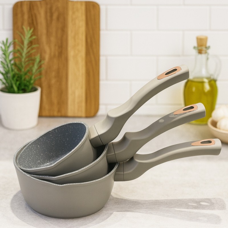 Set de 3 Casseroles Antiadhésives en granite