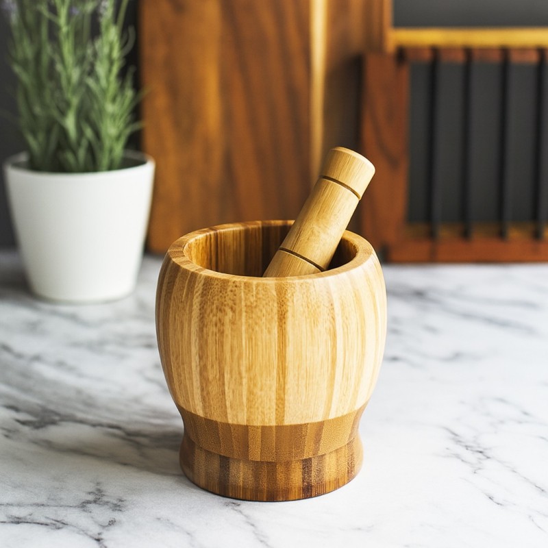 Mortier en Bambou avec Pilon