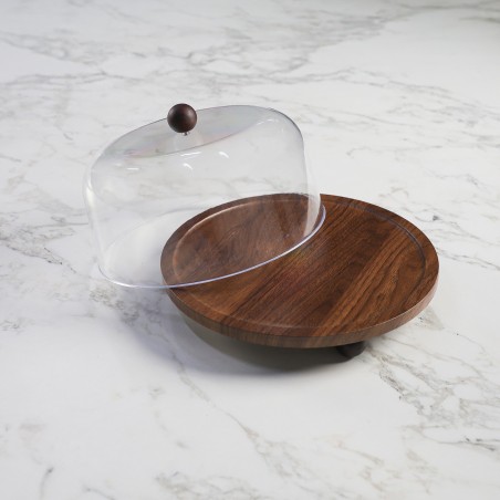 Présentoir à Gâteau en Bois "Acacia" 28cm Marron