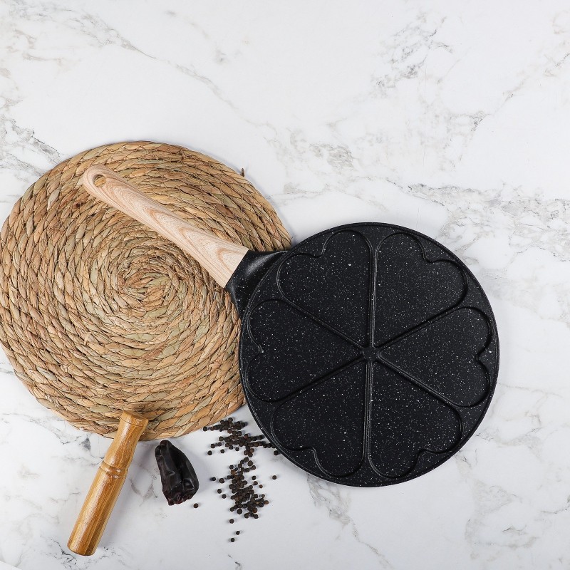 Poêle à Pancakes 25 cm Avec 6 Coeurs en Granite