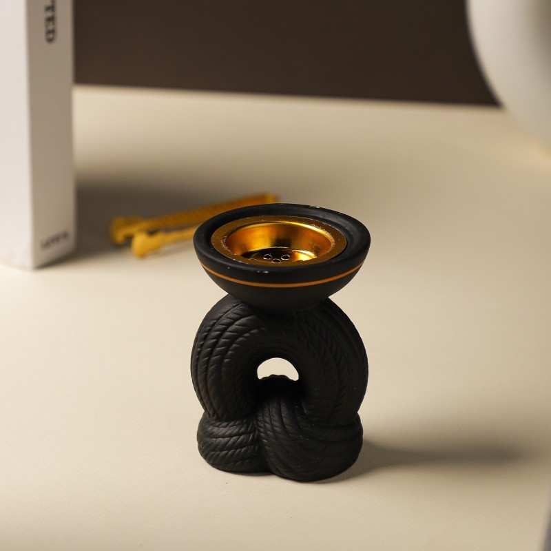 Encensoir Moderne en Céramique Noire avec Intérieur Doré