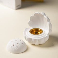 Encensoir en Céramique Blanche – Design Coquillage