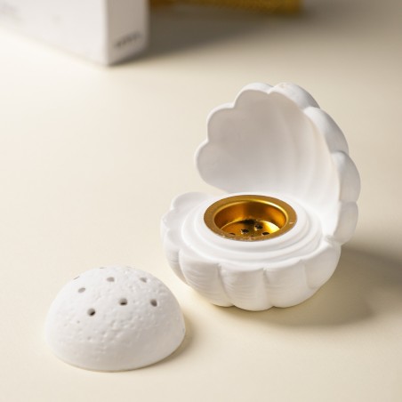 Encensoir en Céramique Blanche – Design Coquillage
