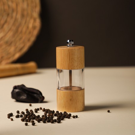 Moulin à Poivre en Bois 11 cm & Acrylique Transparent