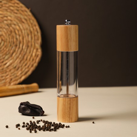 Moulin à Poivre en Bois 21 cm & Acrylique Transparent