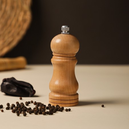 Moulin à Poivre et Épices 12 cm en Bois Naturel