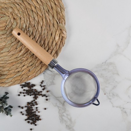 Passoire Fine en Inox avec Manche Bois