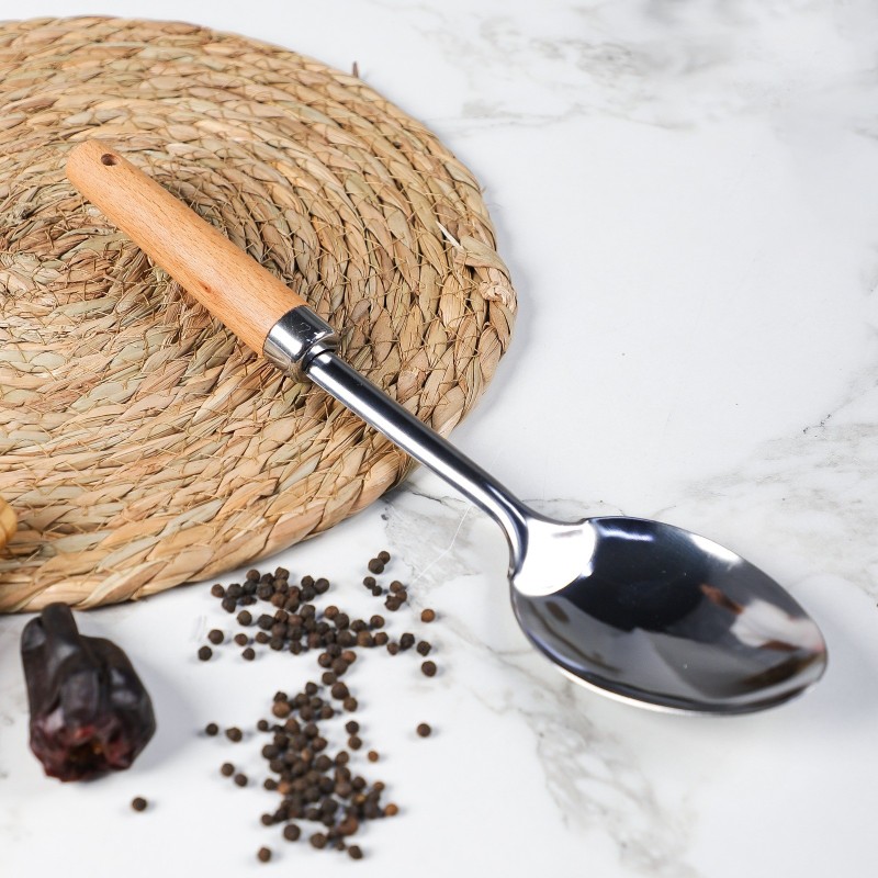 Cuillère de Service en Inox avec Manche Bois Cuillère de Service en Inox avec Manche Bois
