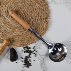 Louche en Inox avec Manche Bois