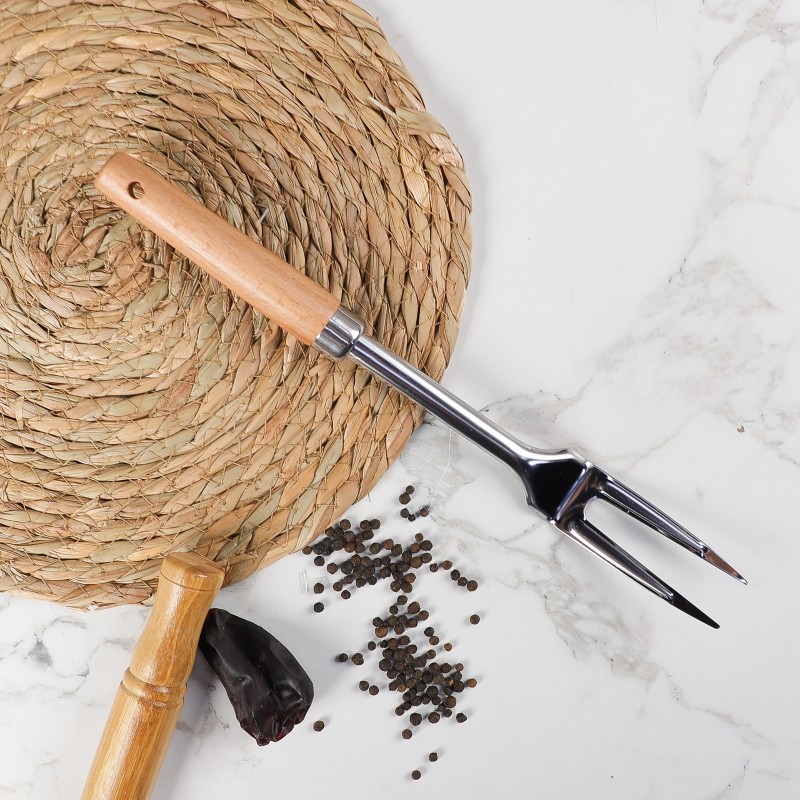 Fourchette de Cuisine en Inox avec Manche en Bois