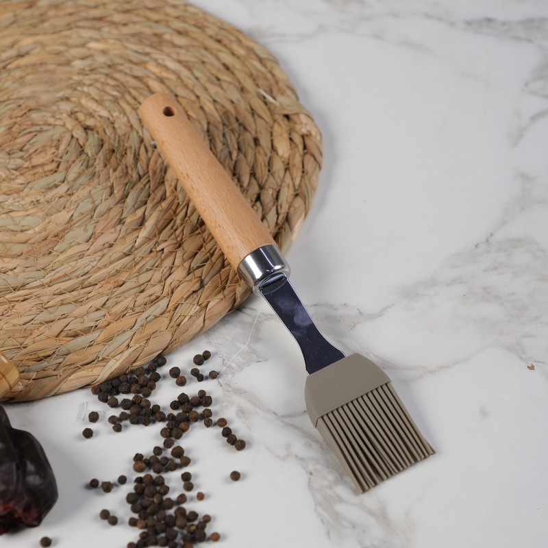 Pinceau de Cuisine en Silicone avec Manche en Bois