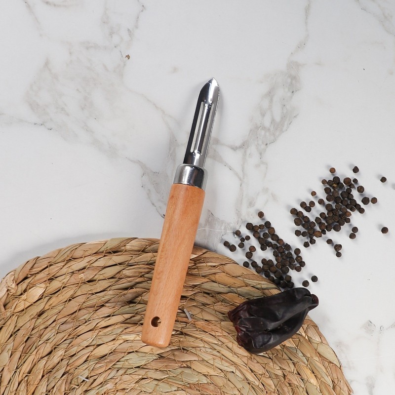 Éplucheur de Légumes en Inox avec Manche en Bois Éplucheur de Légumes en Inox avec Manche en Bois