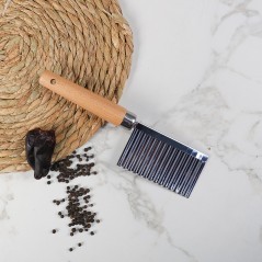 Couteau à Lame Ondulée en Inox avec Manche en Bois