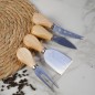 Set de 4 Couteaux à Fromage en Inox avec Manche en Bois