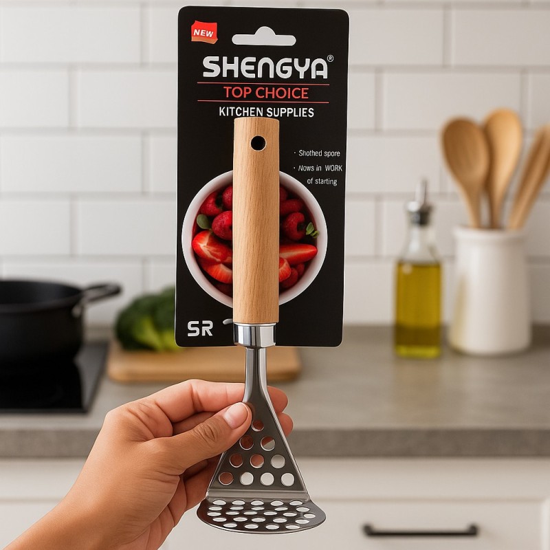 Presse-Purée en Inox avec Manche en Bois