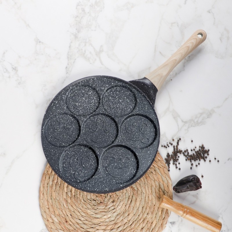 Poêle à Pancakes 25 cm Avec 7 Trous en Granite