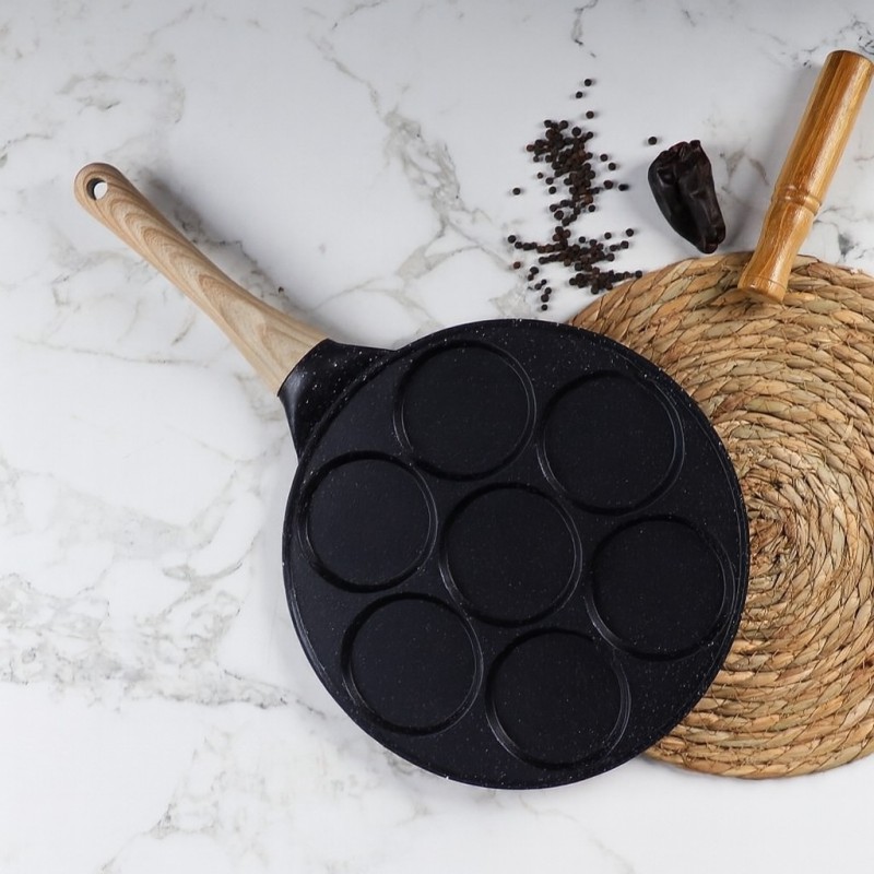 Poêle à Pancakes 25 cm Avec 7 Trous en Granite Poêle à Pancakes 25 cm Avec 7 Trous en Granite