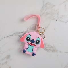 Porte-clés Stitch en Silicone  avec Mini Pochette Rose