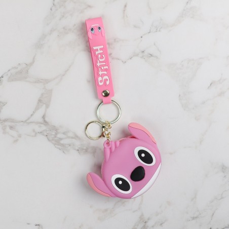 Sac Porte-clés Stitch en Silicone avec Mini Pochette Rose