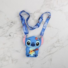 Porte-clés Stitch en Silicone  avec Mini Pochette Bleu