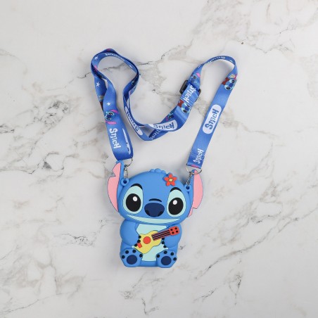 Porte-clés Stitch en Silicone  avec Mini Pochette Bleu
