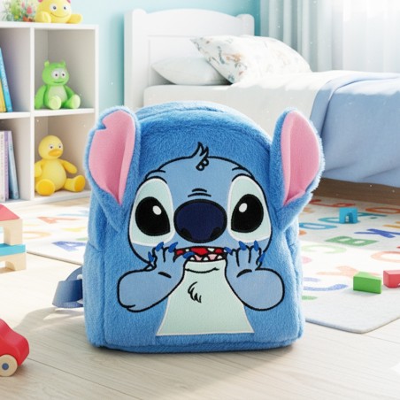 Sac à Dos Enfant Stitch en Peluche Douce – Bleu