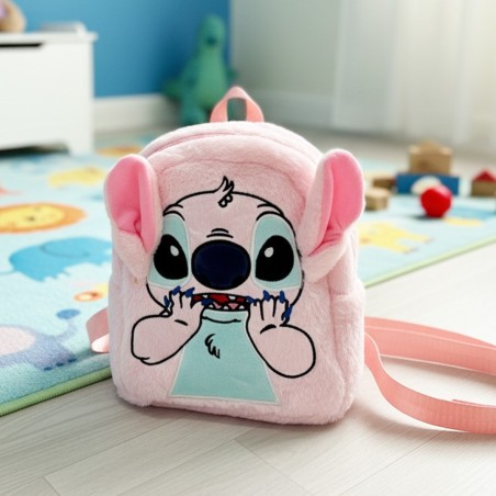 Sac à Dos Enfant Stitch en Peluche Douce – Rose