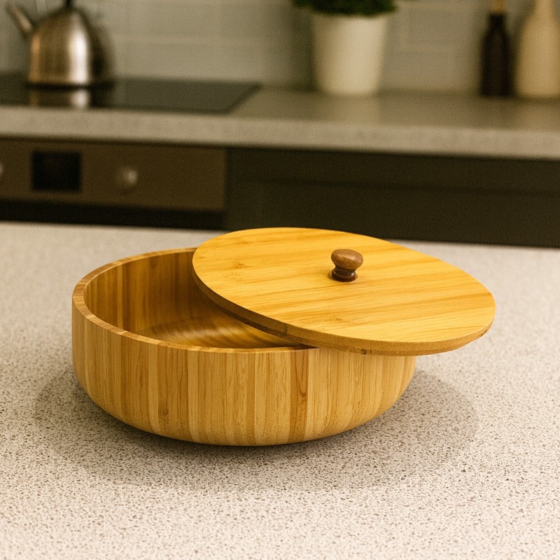 Boîte Ronde en Bois avec Couvercle