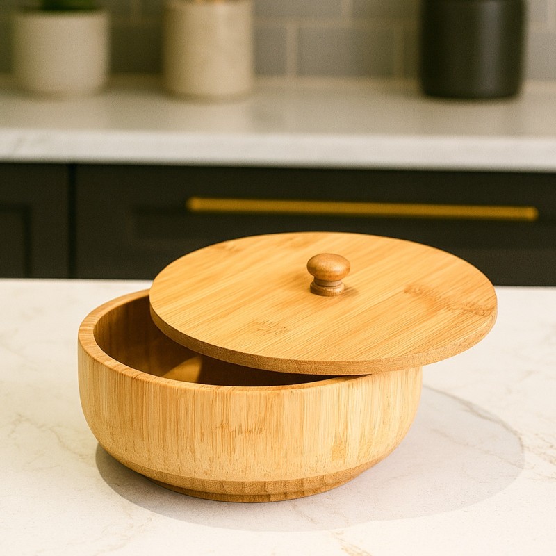 Boîte Ronde 19 cm en Bois avec Couvercle