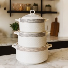 Set de 3 Cocottes en Céramique avec Couvercles