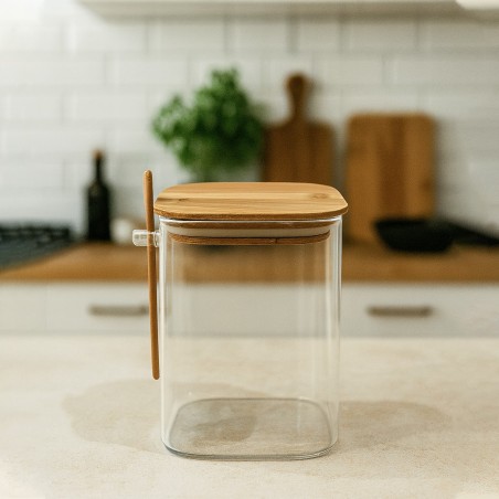 Bocal en Verre 15 cm avec Cuillère en Bois