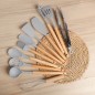 Set de 12 Ustensiles de Cuisine en Silicone - Gris Set de 12 Ustensiles de Cuisine en Silicone - Gris