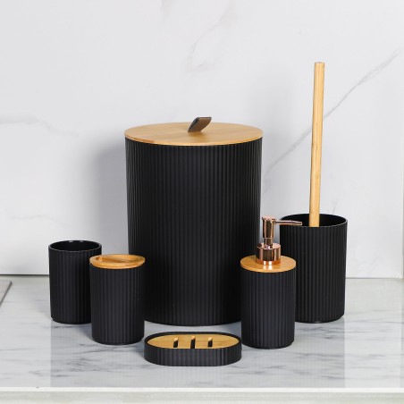 Série salle de bain 7 Pièces en Plastique Rond - Noir