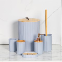 Série salle de bain 7 Pièces en Plastique Rond - Gris