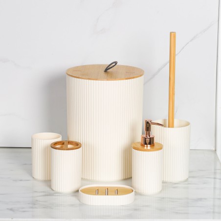 Série salle de bain 7 Pièces en Plastique Rond - Beige