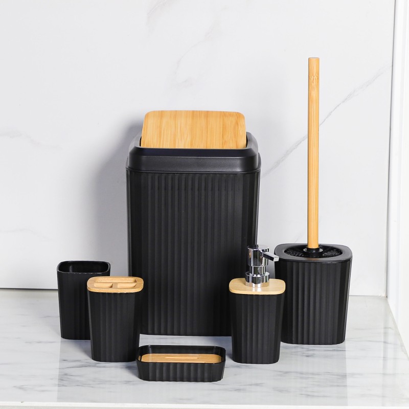 Série salle de bain 7 Pièces en Plastique - Noir