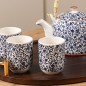 Ensemble Théière et 6 Tasses en Céramique Motifs Floraux