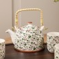 Ensemble Théière et 6 Tasses en Céramique Motifs Floraux