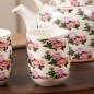 Ensemble Théière et 6 Tasses en Céramique Motifs Floraux
