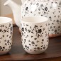 Ensemble Théière et 6 Tasses en Céramique Motifs Floraux