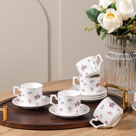 Service à Café Noir en Porcelaine 12 Pièces