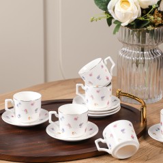 Service à Café Noir en Porcelaine 12 Pièces