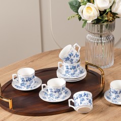 Service à Café Noir en Porcelaine 12 Pièces