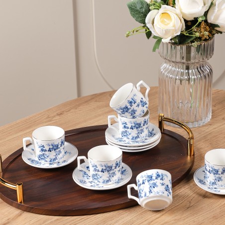 Service à Café Noir en Porcelaine 12 Pièces