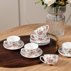 Service à Café Noir en Porcelaine 12 Pièces