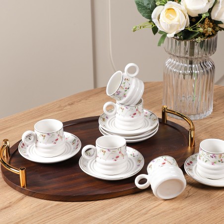 Service à Café Noir en Porcelaine 12 Pièces