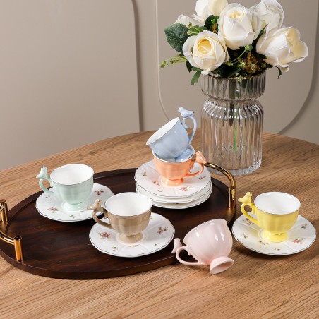 Service à Café Noir en Porcelaine 12 Pièces