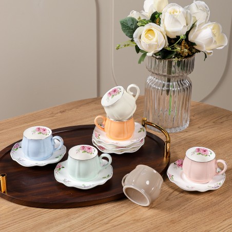 Service à Café au Lait en Porcelaine 12 Pièces