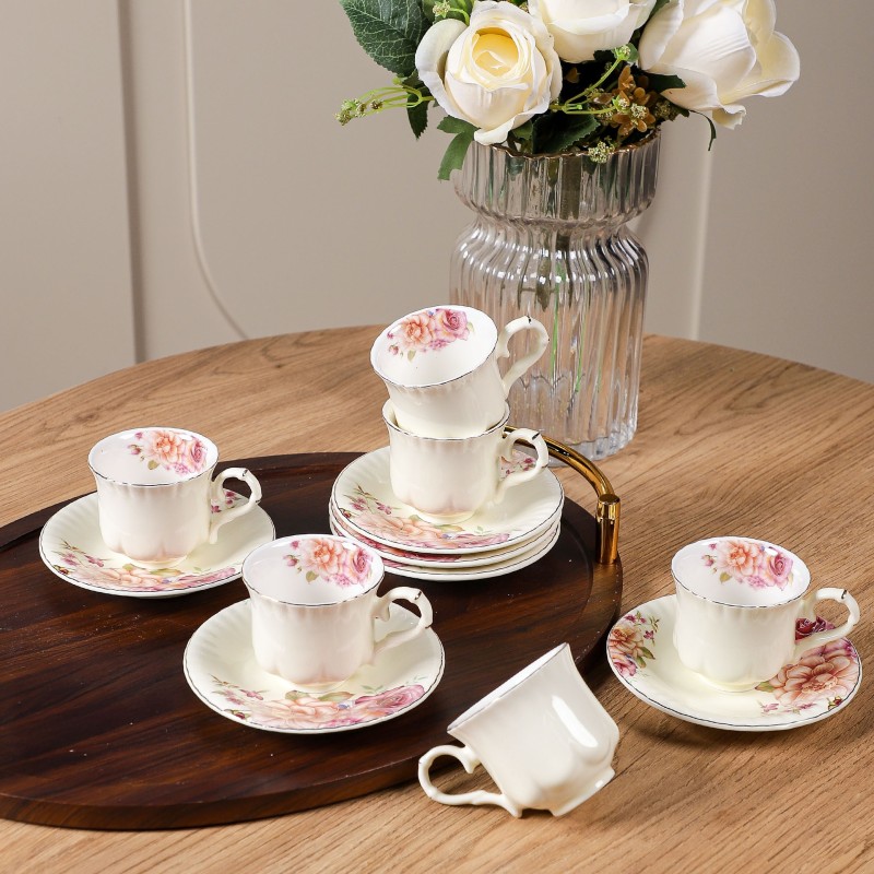 Service à Café au Lait en Porcelaine 12 Pièces