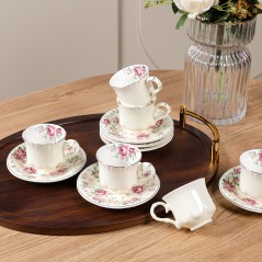 Service à Café au Lait en Porcelaine 12 Pièces